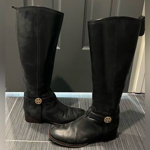 Tory Burch black leather riding boots
